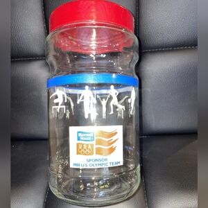 Maxwell House Olympic Sponsor Glass Jar with Red Lid